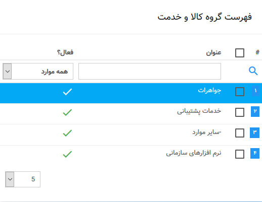 گروه کالا و خدمات-حسابداری آنلاین لاندا